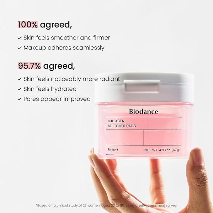 Biodance Collagen Gel Toner Pads, Pore Minimizer for Face, Improving Elasticity, Gentle Exfoliating Korean Toner Pads for Sensitive Skin, 4.93 fl.oz.(140g)*60Pads