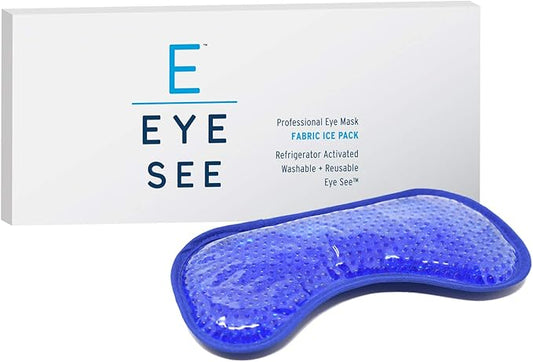 Eye See Plush Gel Eye Mask for Puffy Eyes, Blue - Cold Eye mask to Treat Dark Circles, Sinuses, Dry Eyes, and for Allergy Relief - Microwave Safe for Heat Therapy