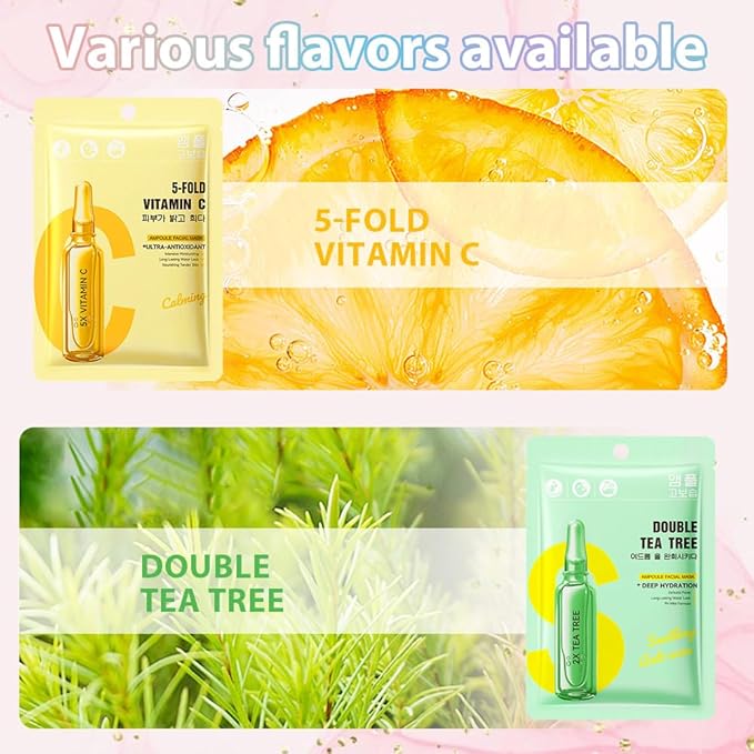 Variety Sheet Face Sheet Mask Skincare,Hydrating Spa Face Mask For Sensitive Skin,Moisturize,Nourish for All Skin Types,Natural Skin Care Spa Face Mask for Women Men Girls,Pack of 12