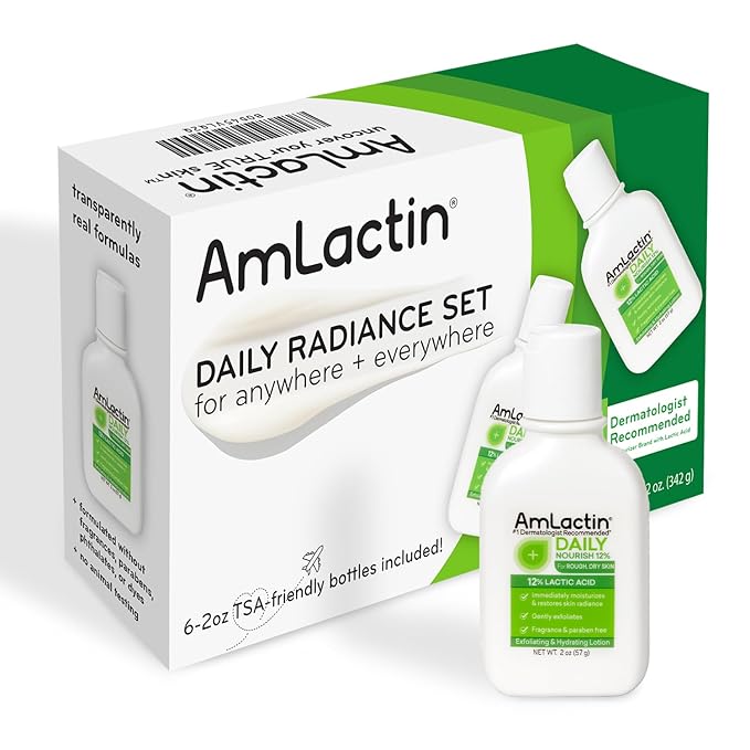 AmLactin Daily Nourish 12% - 2oz Bottles (6 Pack) - Body Lotion With 12% Lactic Acid, Dermatologist-Recommended