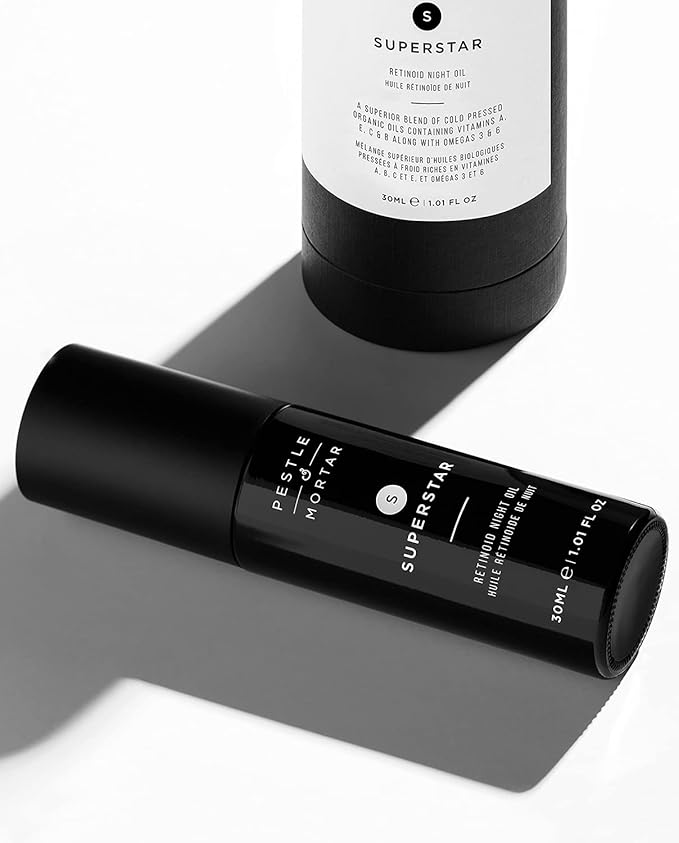 Pestle & Mortar Superstar 2% Retinoid Night Oil, Overnight Face Serum, Anti Aging, Reduces Wrinkles & Fine Lines with Vitamin E, Vitamin C and organic oil 1 Fl Oz