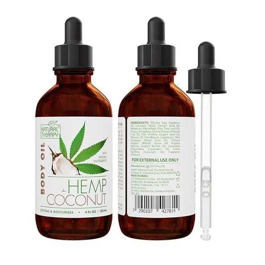 Natural Therapy Sensual Massage Oil for Date Night – Scented Body Oil for Couples with Hemp & Coconut (4 Fl.Oz)