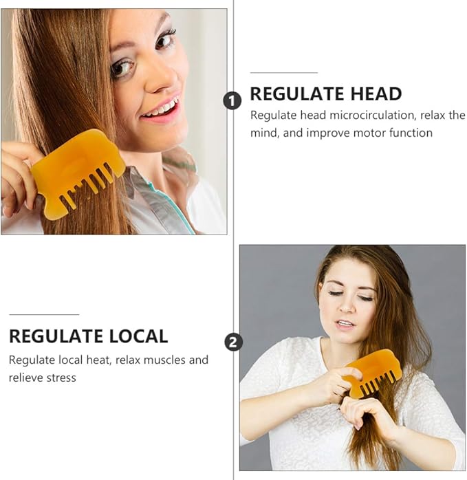 Healifty Multitools 2pcs Comb Multipurpose Tool Scalp Massagers Facial Muscle Scraping Tools Wide Tooth Hair Scraping Board Hair Massager Massage Tools Jade Massage Board Beeswax