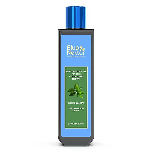 Blue Nectar Anti Dandruff Hair Oil with Neem & Tea Tree| Ayurvedic Non-Stickyfor Dry Scalp | Plant Based for Men & Women (12 Herbs, 6.76FlOz)