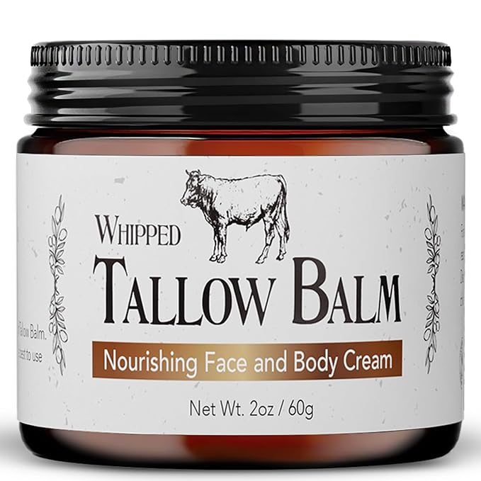 Beef Tallow for Skin | 100% Grass Fed Handmade Tallow Face Moisturizer | Face & Body | Whipped Moisturizer | 100% Natural Tallow Balm | No Parabens | Sensitive & Dry Skin, Eczema, Psoriasis