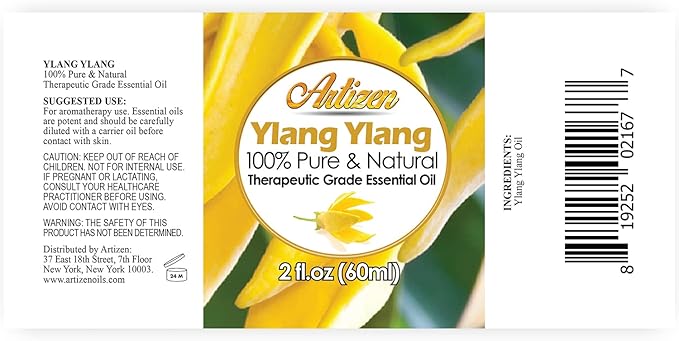 Artizen - Ylang Ylang Essential Oil 2 Oz, Pure Ylang Ylang Oil for Skin Hair Aromatherapy Diffuser Fragrance DIY- 2 FL Oz