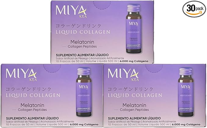 Liquid Collagen with Melatonin | Box with 30 Shots | 6000mg Collagen | Peach Flavor | Supports Skin, Hair, Nails & Sleep Quality | Beauty & Wellness Supplement