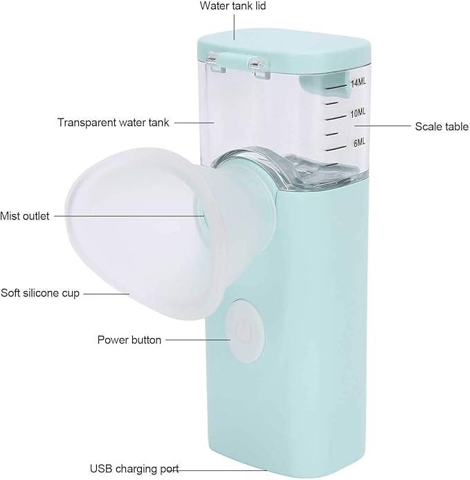 Dioche Portable Dry Eye Humidifier & Facial Steamer - Eye Mist Sprayer for Moisturizing, Fast Steam, Makeup (Blue)