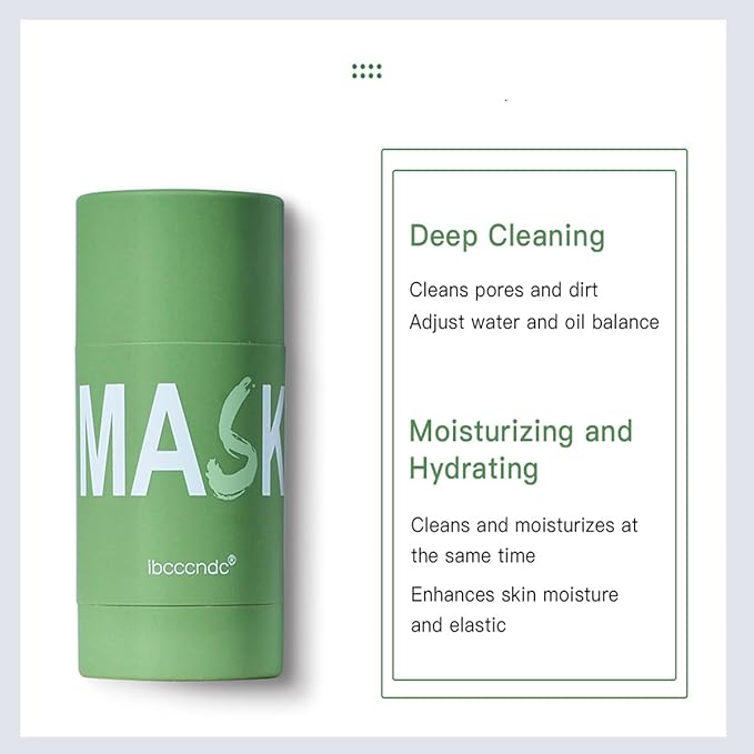 2PCS Deep Cleanse Mask Stick for Face,Blackhead Remover with Green Tea Extract,Poreless Deep Cleanse Mask Stick for Purifying,Moisturizing,Oil Control Reduce for Women and Men