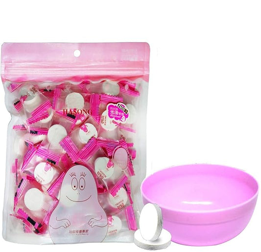 100 Pieces Compressed Disposable Facial Mask Sheet Home DIY Skin Care, Get 1x Mask Bowl For Free