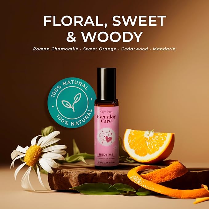 Gya Labs Bedtime Essential Oil Roll on - 100% Pure Natural Oil Roller for Restful Nights, Blend of Calming Chamomile, Sweet Orange & Cedarwood, Relaxing Aromatherapy, Travel Size (0.34 Fl Oz)