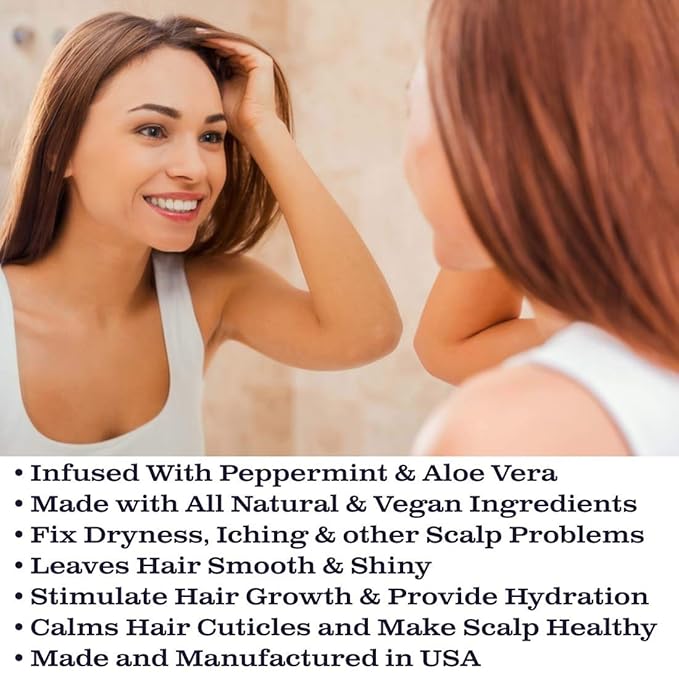 Peppermint & Aloe Hair Scalp Serum by Olivia Care - Natural & Vegan Ingredients - Invigorate, Soothe, Calm, Hydrating Scalp Treatment - Prevent Dryness - 4 FL OZ