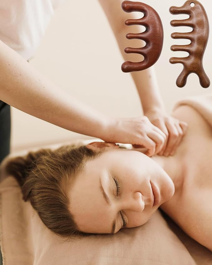 Wooden Scalp Massager Comb -Natural Sandalwood Wide Tooth Hair Comb for Women Men