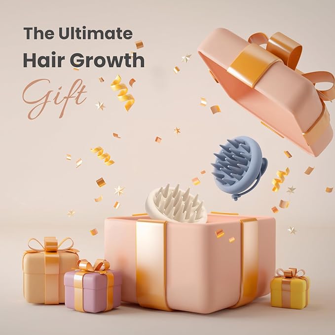 AIMIKE Scalp Massager Shampoo Brush, 100% Soft Silicone Scalp Scrubber, Scalp Exfoliator Brush for Dandruff Removal, Scalp Massager for Hair Growth, Wet Dry Hair Massager Shampoo Brush, Haze Blue