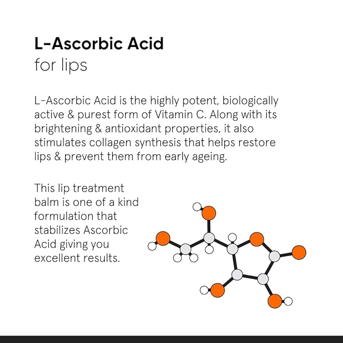 Minimalist Lip Balm for Moisturizing, Softening & Brightening Lips | 8% L-Ascorbic Acid with Vitamin E, Radianskin & Glycerine | For Women & Men | 0.42 Oz / 12 gm