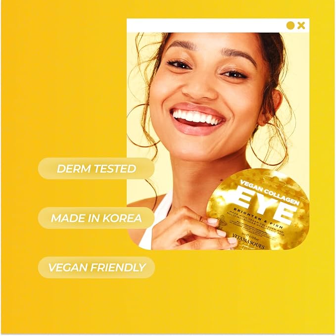 Vitamasques Under Eye Patches 3-Pack - Firming & Brightening - Anti Aging Collagen Korean Skin Care Reduce Fine Lines, Puffiness, Wrinkles & Dark Circles - Hyaluronic Acid - Vegan & Cruelty-Free