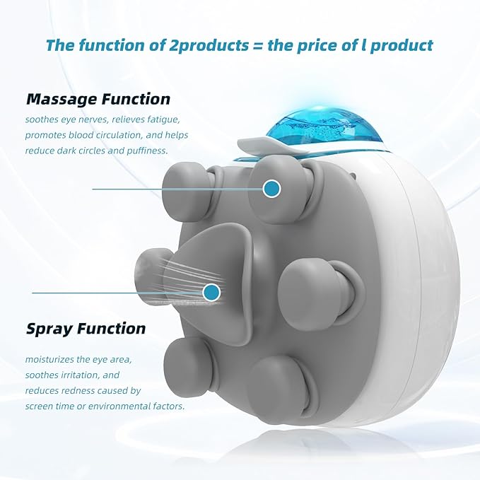 Handheld Nano Spray Eye Massager Portable Hydrating Eye Spray Massager for Dry Eyes Puffiness & Dark Circles Relief Easy to Use at Home in Office or Travel