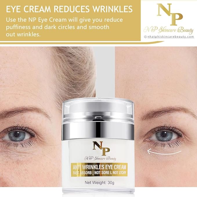 Anti-Wrinkles Eye Cream - Fast Absorbing, Natural Ingredients for Dark Circles, Puffy Eyes, and Wrinkle Reduction, 30 grams