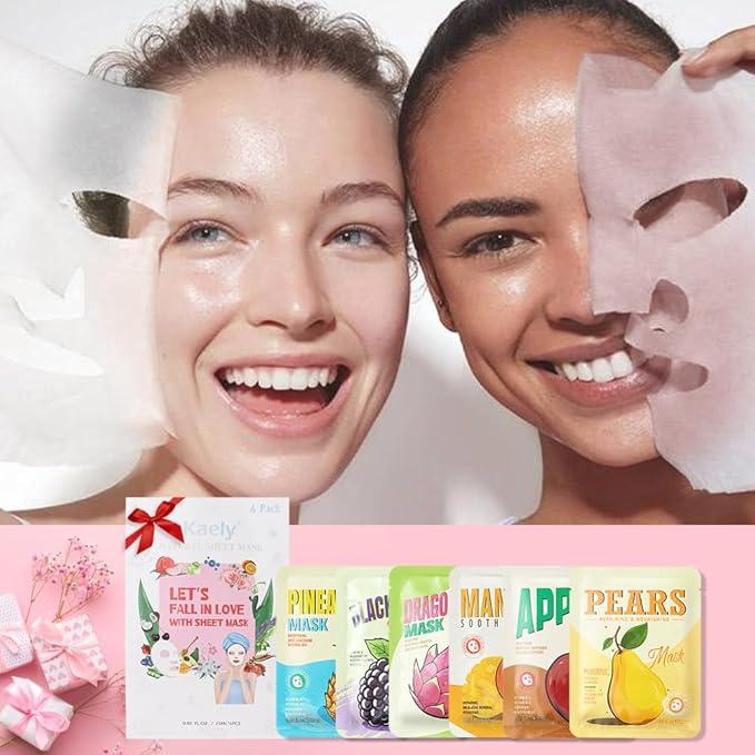 Face Sheet Mask Skincare,Hydrating Spa Face Mask For Sensitive Skin,Moisturize,Nourish for All Skin Types,Natural Skin Care Spa Face Mask for Women Men Girls,Pack of 6