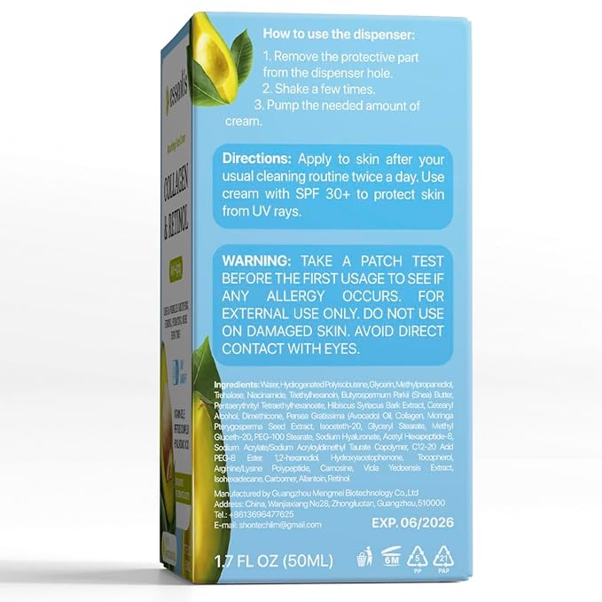 Face Moisturizer Collagen Cream, Anti Aging Face Cream with Retinol Hyaluronic Acid Vitamin B, Day & Night Anti-Wrinkle Moisturizing Cream for Women & Men, 1.7 Fl Oz