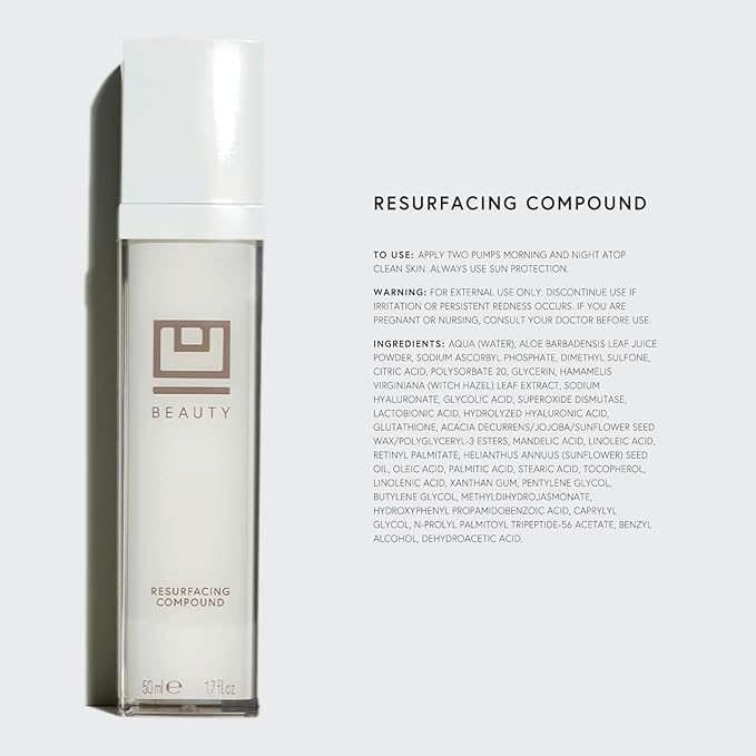 U Beauty Resurfacing Compound - Anti-Aging Daily Serum with Mandelic Acid, a Gentle Blend of Exfoliants, Retinol + Vitamin C for Smoother, Brighter, & Revitalized-Looking Skin - 1.7 fl oz