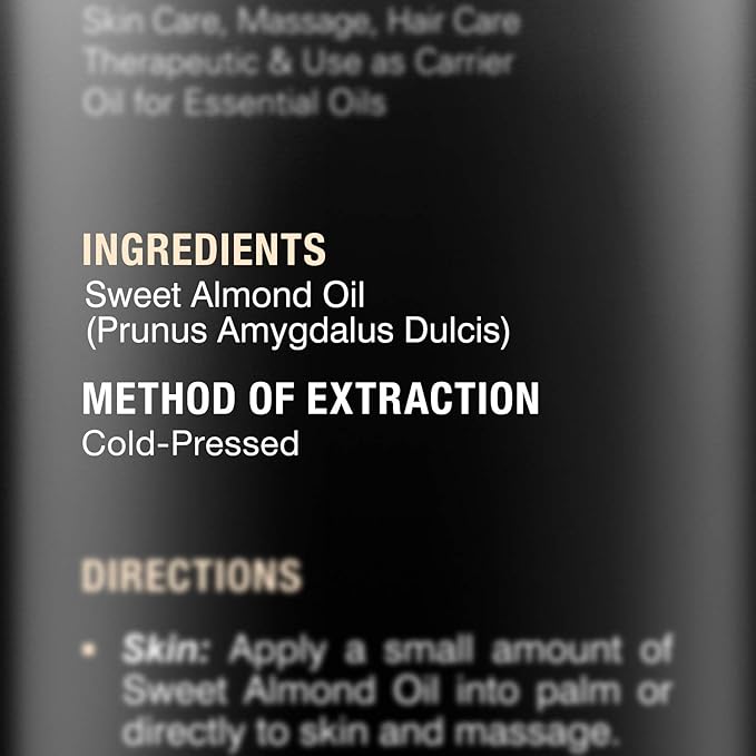 MAJESTIC PURE Sweet Almond Oil, Triple A Grade Quality, Pure and Natural from Spain, Cold Pressed, (Packaging May Vary) - 16 fl. Oz