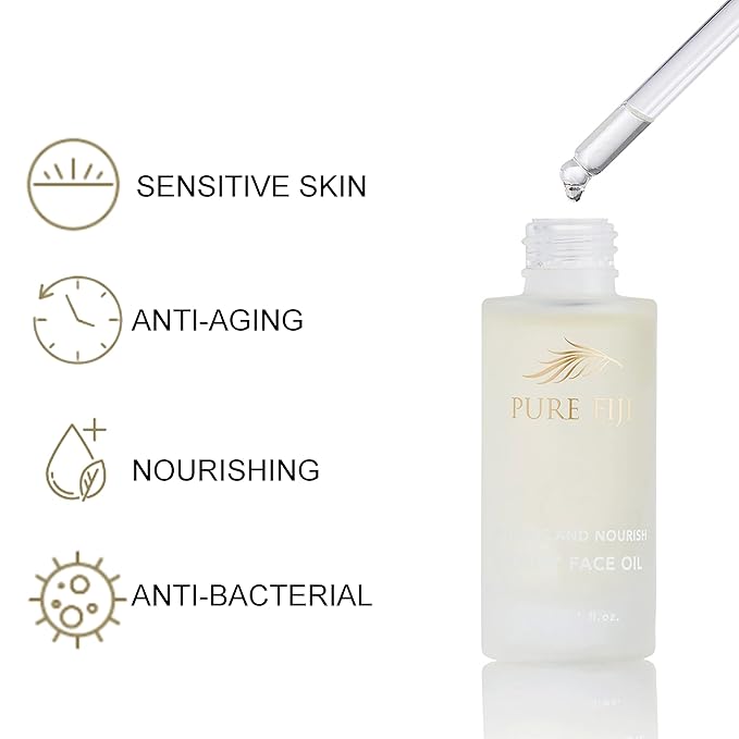 PURE FIJI Hydrate & Nourish Luxury Face Oil Face Moisturizer for Women, Skin Brightening Serum - Anti Aging, Reduce Wrinkles & Dark Spots, Coconut Oil For Face Organic, 1 Fl.Oz