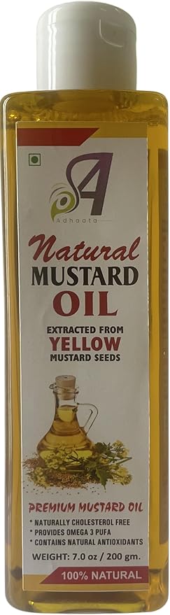 Yellow Mustard Oil | Pure Mustard Seed Oil | Brassica Juncea | Unrefined | for Hair Growth | for Skin | for Massage | 100% Pure Natural | Mustard Oil 7 l oz - (200 gram)