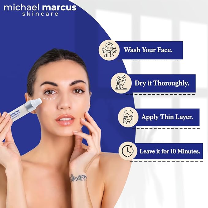 Micheal Marcus Hydromarine™ Eye Lift Serum - Reduces Wrinkles, Puffiness, Fine Line & Dark Circles - Under Eye Serum Improves Skin Elasticity, Skin texture & Brighten Complexion (30ml, 1 fl. oz)