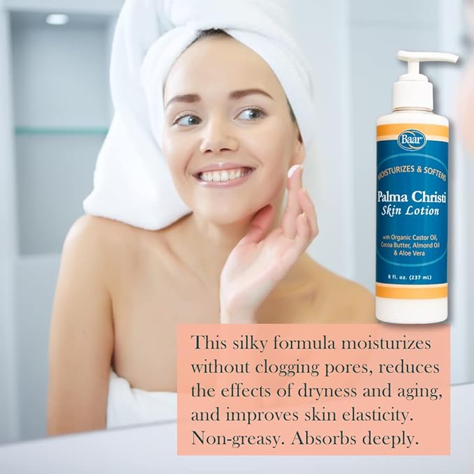 Baar Palma Christi Skin Lotion - Organic Castor Oil, Cocoa Butter, & Aloe Vera, 8 fl. oz.