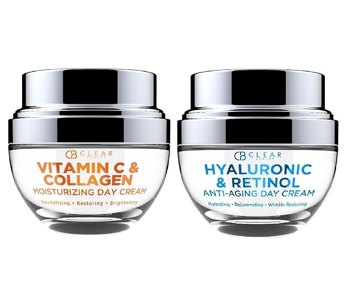 Vitamin C & Collagen + Hyaluronic Acid & Retinol Moisturizer - Dermatologist Tested, Anti-Aging, Fine Lines & Wrinkles Treatment, Korean Skin Care, All Skin Types - Value Set