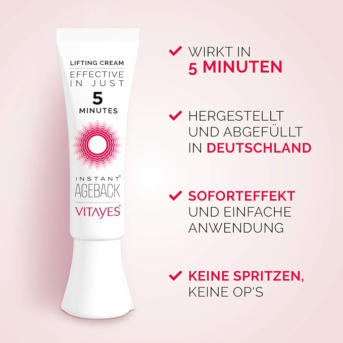 VITAYES Instant Ageback Lifting Cream, Dark Circle Bags Under Eye Remover, Anti Wrinkle and Fine Lines Face Lift Cream 0.24 Oz