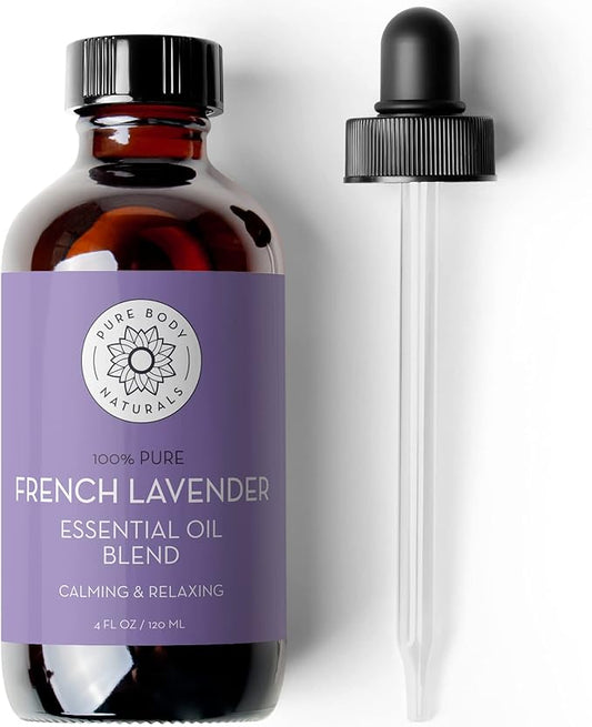 Pure Body Naturals French Lavender Essential Oil Blend, 4 fl oz - for Aromatherapy, Soap Making, and DIY Skin and Hair Products