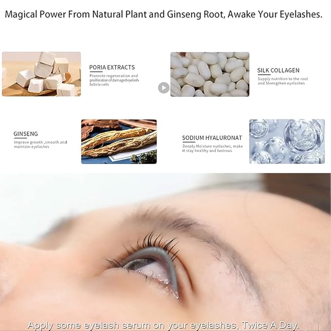 Eyelash Essence Organic Growth Serum for Improved Lashes, Natural Ingredients, Gentle Formula, Clear