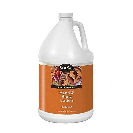ShiKai Hand & Body Lotion (Sandalwood, 1 Gallon) | Daily Moisturizing Skincare for Dry and Cracked Hands | with Aloe Vera & Vitamin E