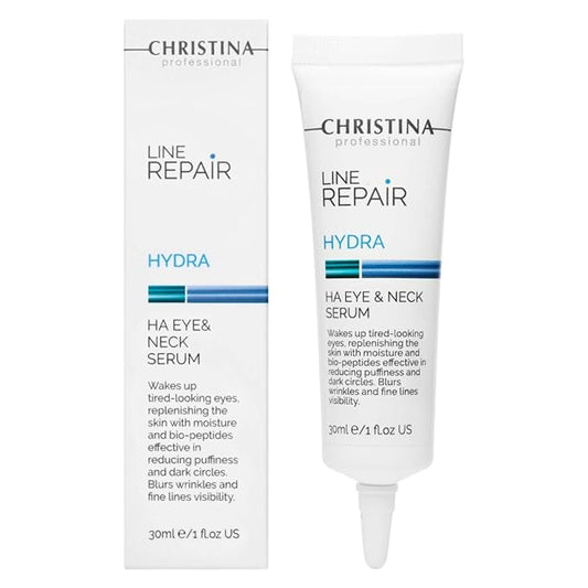 Christina Line Repair Hydra HA Eye & Neck Peptide Serum for Face with Hyaluronic Acid | Dark Circles Elimination | Anti-Aging Defense | Moisture Retention | Face Serum For Dry, Normal Skin