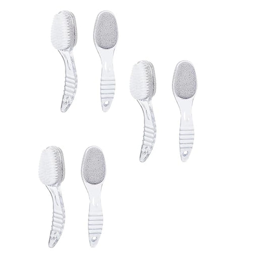 6 Pcs Foot Pumice Stone Brush Calluses Remover, Ooloveminso Large Foot Scrubber Foot File with Handle 2 in 1 Suitable for Horniness Foot Spa, Foot Care Smooth Skin (Transparent)
