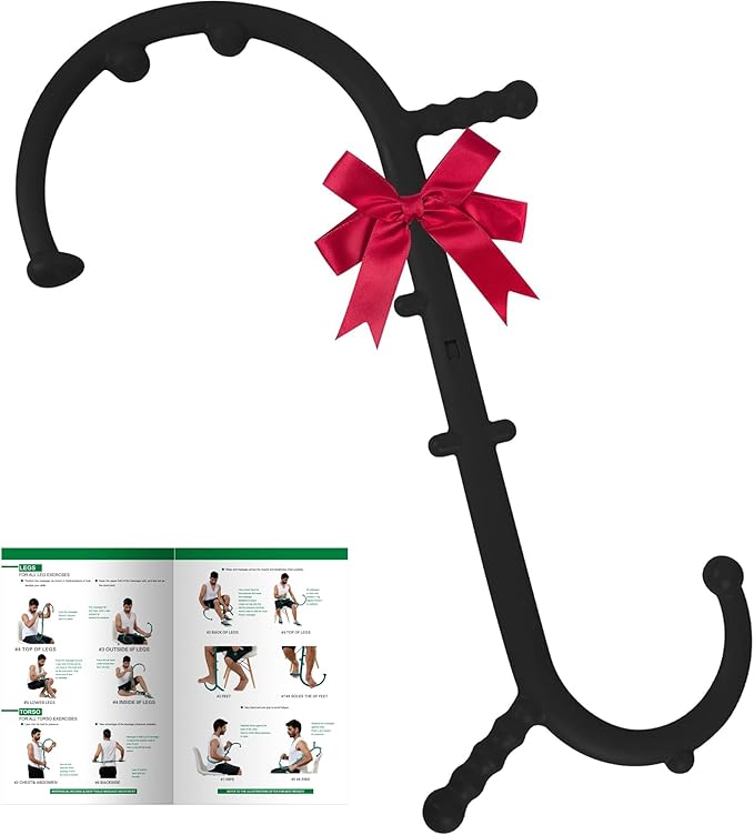 Massage Trigger Point Cane, Muscle Release Tool Self Massage Hook Cane, Handheld Back, Neck, Shoulder, Leg and Feet Massager Rod, Body Deep Tissue for Men & Women, Black