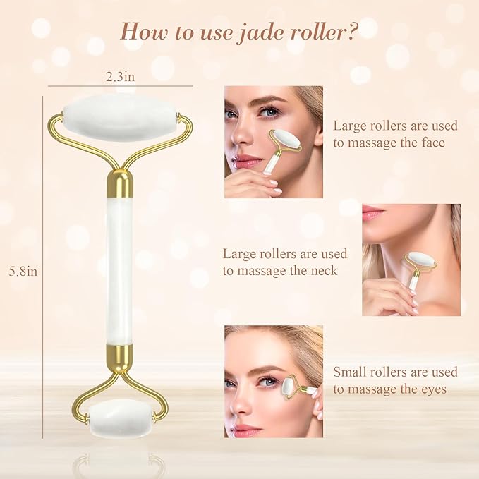 Gua Sha Facial Massage Tool & Jade Roller Set, Facial Massager for Face, Neck, Back, Arms, Legs, Eye,SPA Gifts for Women Gua Sha Facial Massager Reduce Puffiness and Improve Wrinkles