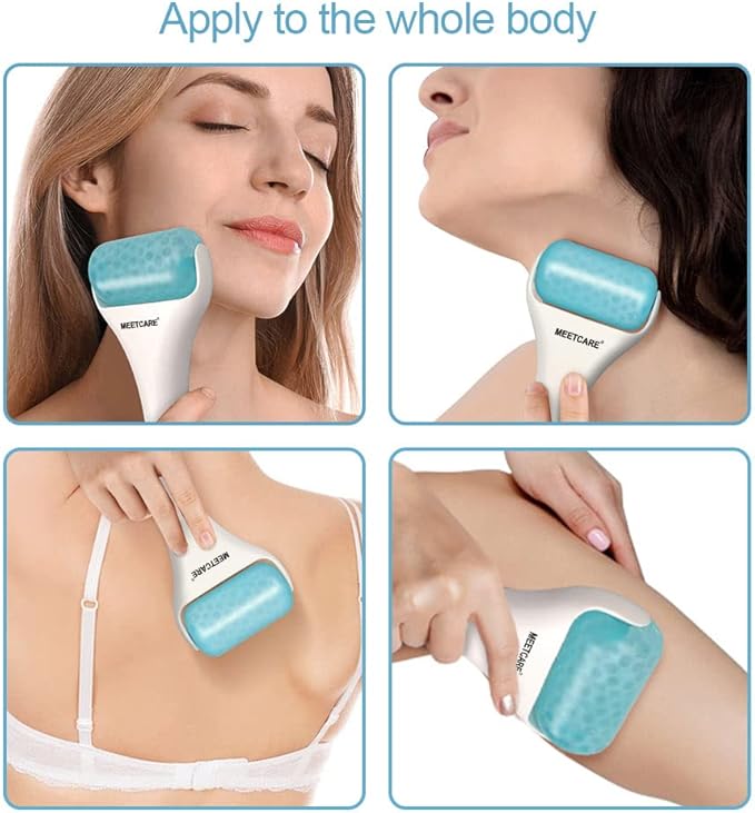 Mute Ice Roller for Face with 2pcs Roller for Skin Care - Long Cooling Face Massager for Eye Puffiness Relief and Dark Circles - Cold Therapy for Migraines - Shrink Pores,Tighten Skin