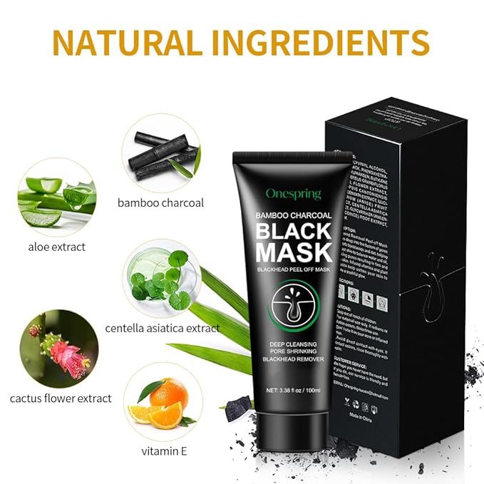 Blackhead Remover Mask, Peel Off Black Mask for Men and Women, Purifying Charcoal Face Mask for Deep Cleansing Blackheads, Dirt, Pores, Excess Oil (3.38 fl. oz)