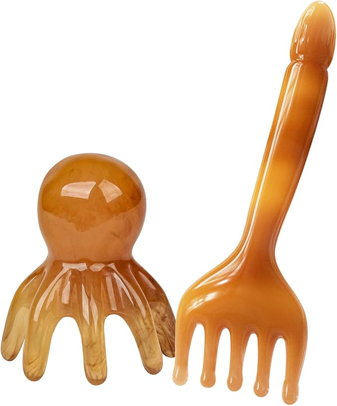 AGLOO 2 Pcs Scalp Massagers - Resin Five Claw & Eight-Prong Manual Massage Tools for Head Eye Face Neck and Shoulder Relaxation - Gift for Men & Women