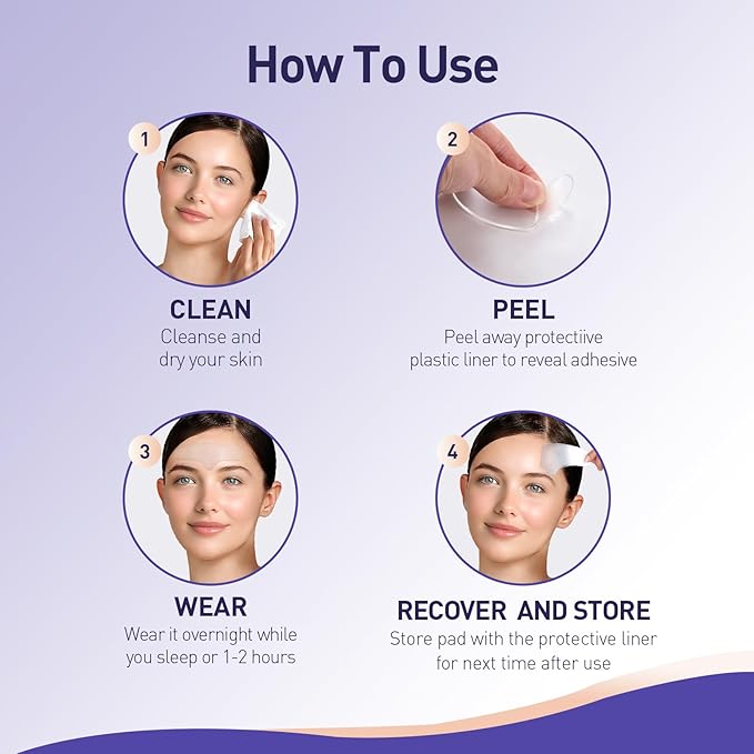 Soft Silicone Forehead Wrinkle Patches Reusable, Non-invasive Natural Forehead Wrinkles Treatment Patches, Safe Anti Wrinkle Facial Patches Overnight,4 Pieces