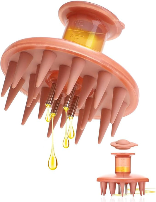 Hair Oil Applicator Brush, Scalp Oil Applicator Hair Oil Dispenser Hair Growth Oil Comb with Silicon Massage TeethScalp Oil Applicator for Scalp Hair Oiling Applicator with Massage Balls