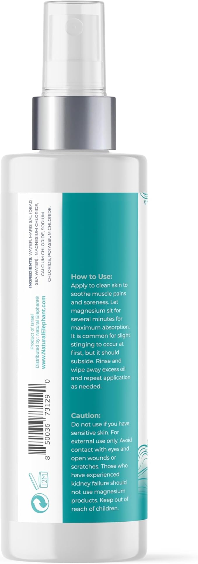Natural Elephant Dead Sea Magnesium Oil Spray for Topical Use | 100% Pure | 6.7 fl oz (Pack of 3) | Promotes Relaxation and Well-Being