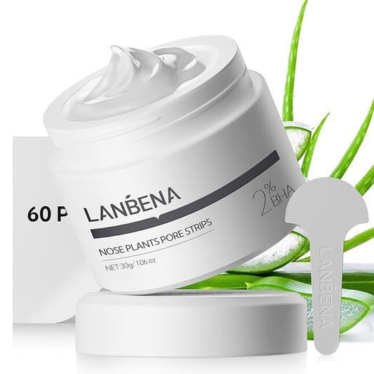 LANBENA Blackhead Remover Strips with 2% Salicylic Acid, Amazonian White Clay, Deep Cleansing Nose Pore Strips, Black Head Remover Strip for Face, 2.0 Upgraded Nose Strips