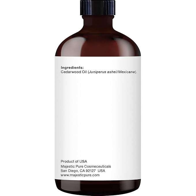 MAJESTIC PURE Cedarwood Essential Oil | 100% Pure and Natural Cedarwood Oil | Premium Grade Essential Oils for Hair Care, Home Diffusers, Skin, Aromatherapy, Massage and Humidifiers | 4 Fl Oz
