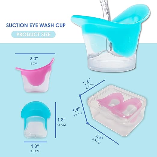 Silicone Eye Wash Cups, Eye Wash Bath for Refresh and Clean Tired Eyes, 4 Pcs Updated Version Pink and Blue with 2 Storage Containers