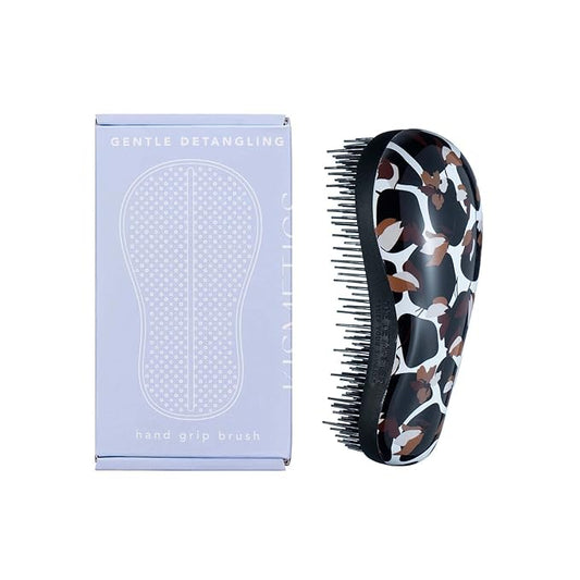 Hand Grip Brush, Gentle Detangling, Detangler Hair Brush for All Hair Types. For use on Wet or Dry Hair (Black Floral)