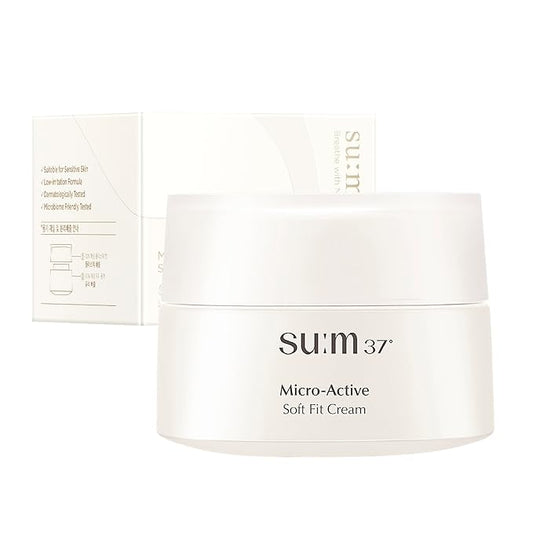 SU:M Micro-Active Soft Fit Cream (1.67 fl oz) - Deep Hydration for Elasticty, Sensitive Skin. Korean Skin Care. Peptides, Fermented Nutrients.